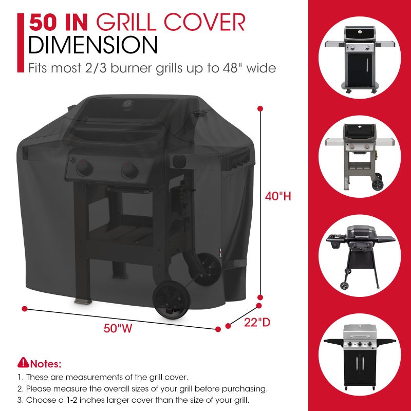 Unicook 50 Inch Outdoor BBQ Grill Cover with Air Vents/Handles/Straps, Heavy Duty Waterproof, Fade Resistant, Fits for Weber Char-Broil Nexgrill 2-3 Burner Gas Grills etc - Image 2